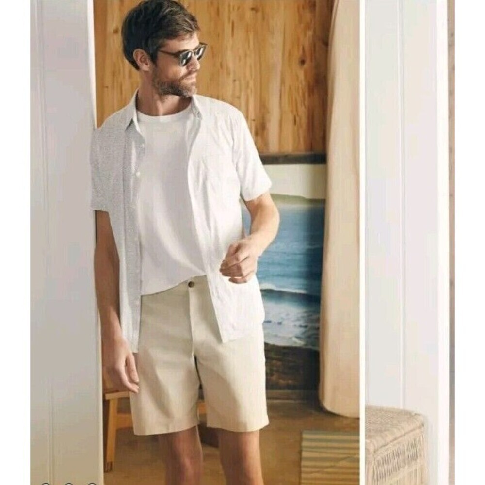 Faherty Movement 8" Chino Shorts Mens Size‎ 36 Light Sand